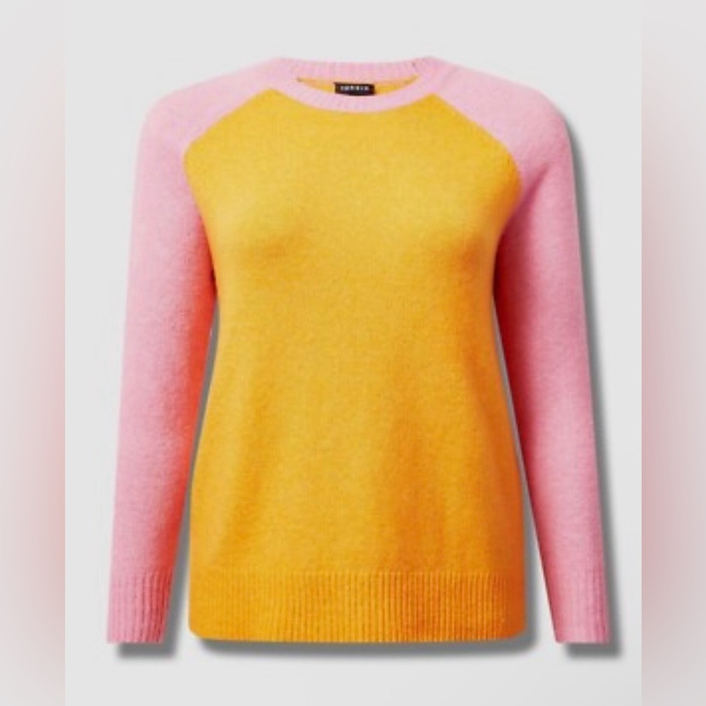 Torrid Colorblock Pullover Sweater Pink and Orange 1 (14-16)